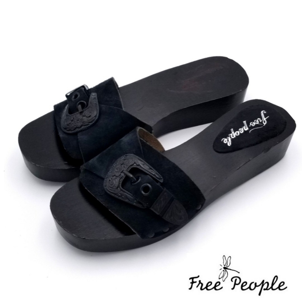 Free People Westtown Slide Clog suede leather